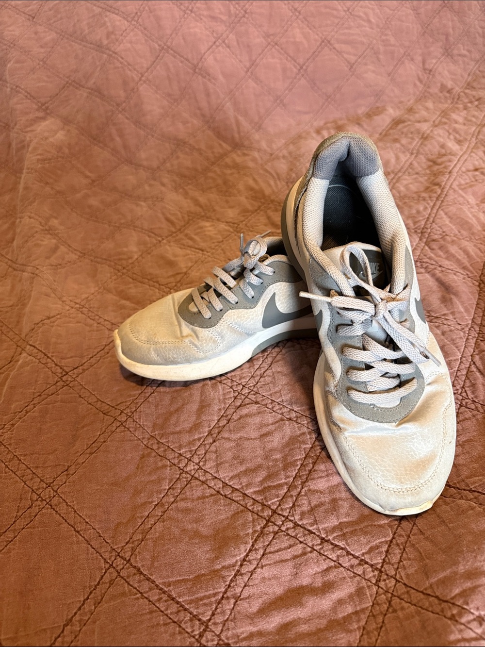 Nike Women's Gray and White Low-Top Sneakers